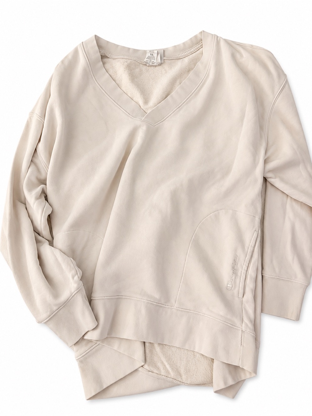 Champion Cream V-Neck Pullover Sweatshirt